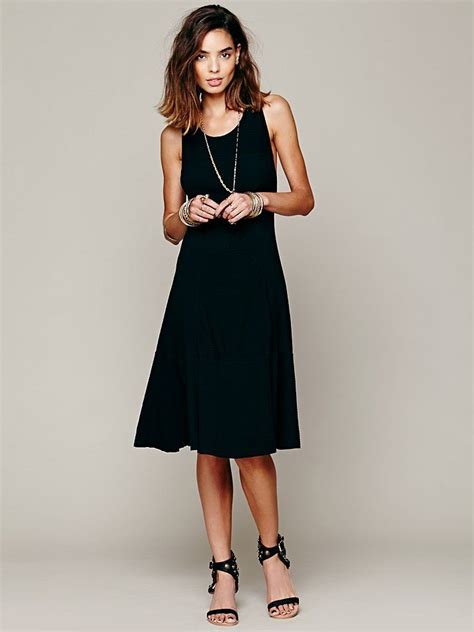 black mid length casual dress.